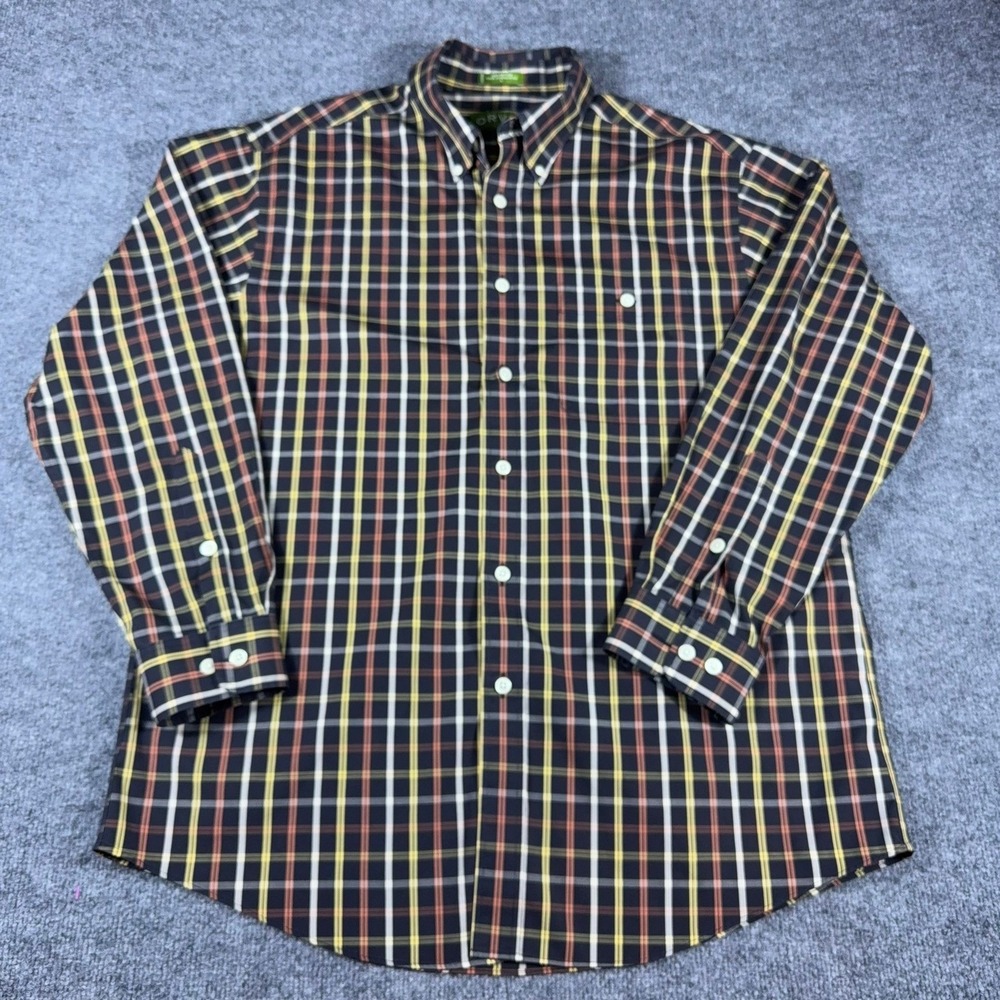 Orvis Mens Large Plaid Button Down Shirt Long Sleeve Cotton Multi Color L